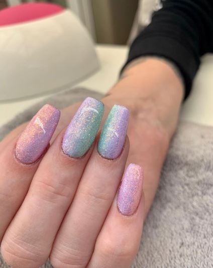 Glitter Cotton Candy Nails