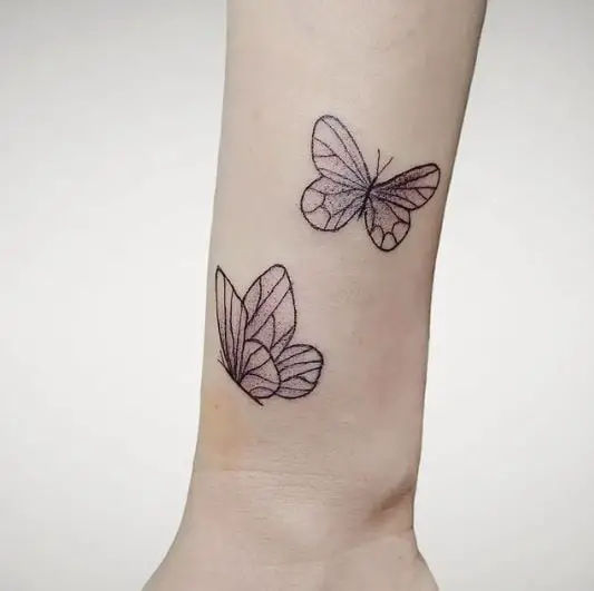 Glittery Twin Butterflies Tattoo
