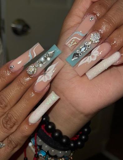 Glitz And Rhinestone Nails