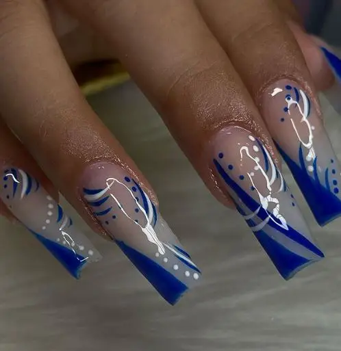Glossy Royal Blue Nails