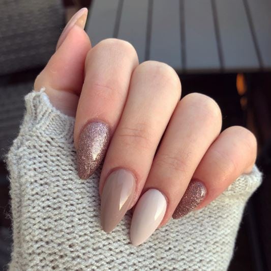 Gradient Nude Almond Nails