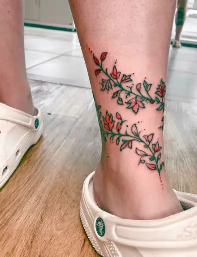 Hand Drawn Vine Leaf Tattoo