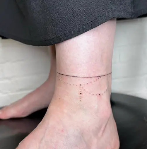 Handpoked Anklet Tattoo for Foot