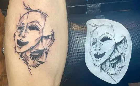 Happy Sad Mask Tattoo Piece