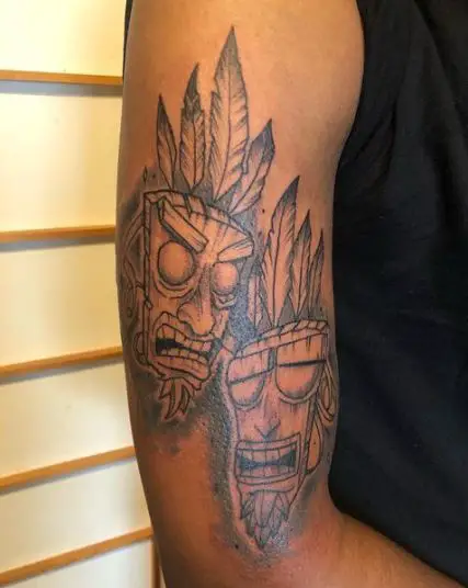Happy and Sad Tribe Face Tattoo