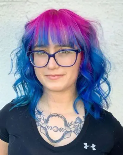 Hot Pink Roots with Electric Blue Hair