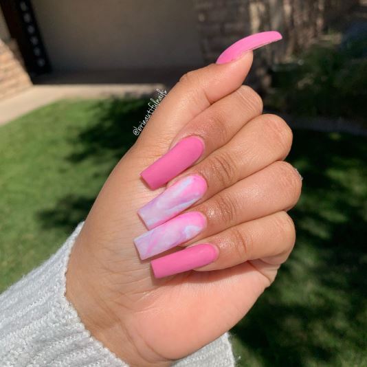 Hot Pink Cotton Candy Nail