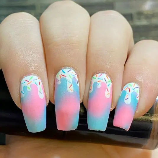 Ice Cream Cotton Candy Nails