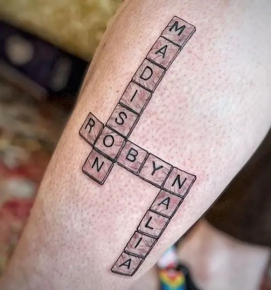 Kids Names Tattoos with Scrabble Design