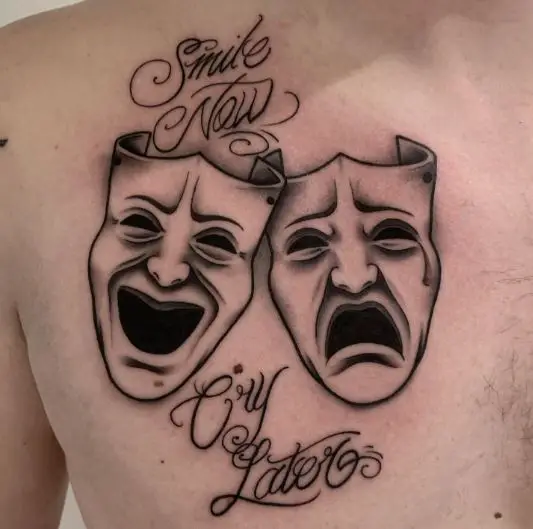Laugh Now Cry Later Masks with Lettering