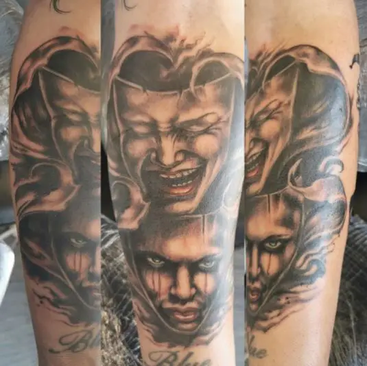 Laugh and Evil Cry Tattoo Piece