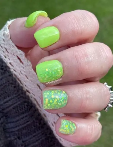 Lemonade Green Nails with Sprinkles
