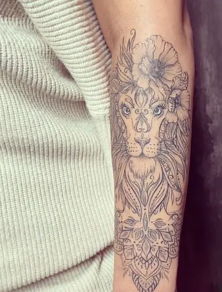 Lioness in Mandala Style Tattoo