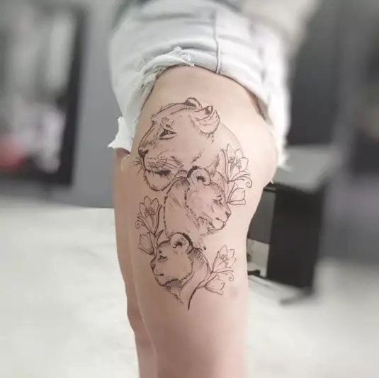 Lioness with Cubs Tattoo Art