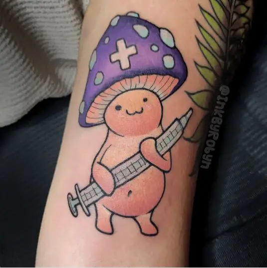 Little mushroom nurse tattoo 