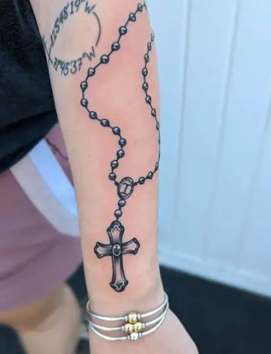Mid Size Long Rosary Cross Tattoo