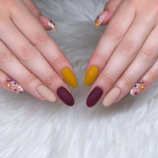 Mustard Yellow and Brown Nails