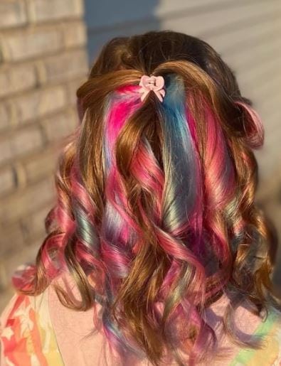 Neon Blue and Pink For Golden Brown Hair