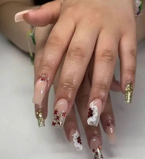 Nude Nails With Rhinestones