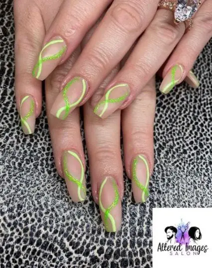 Nude and Neon Green Matte Set