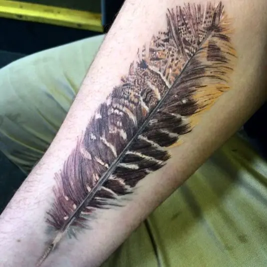 Owl Feather Arm Tattoo