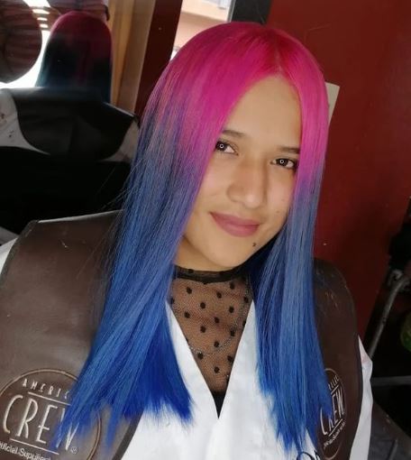 Pink Crown Hair with Bottom Blue Hair