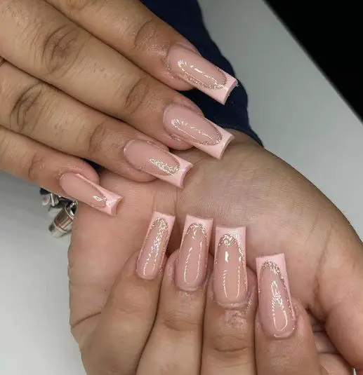 Pink French Tips With a Touch of Gold