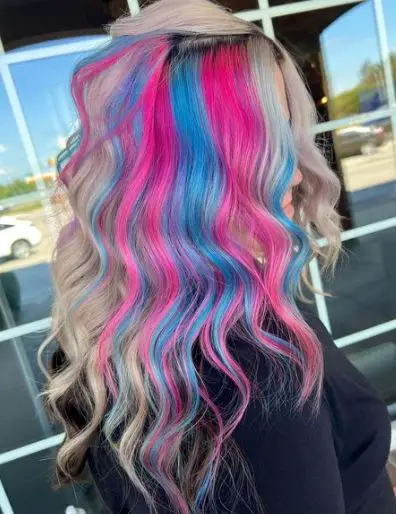 Pink and Blue Hair For Princess Curls