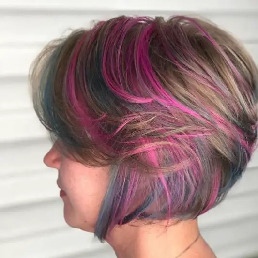 Pink and Blue Highlights On Dark Blondie