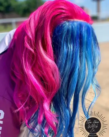 Pink and Blue Split Dye Look