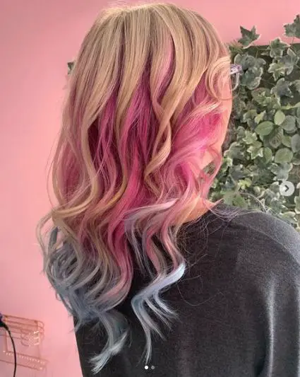 Pink and Ice Blue For Soft Blonde Hair