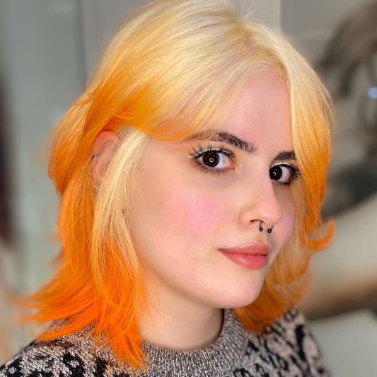 Platinum and Orange Sassy Haircut