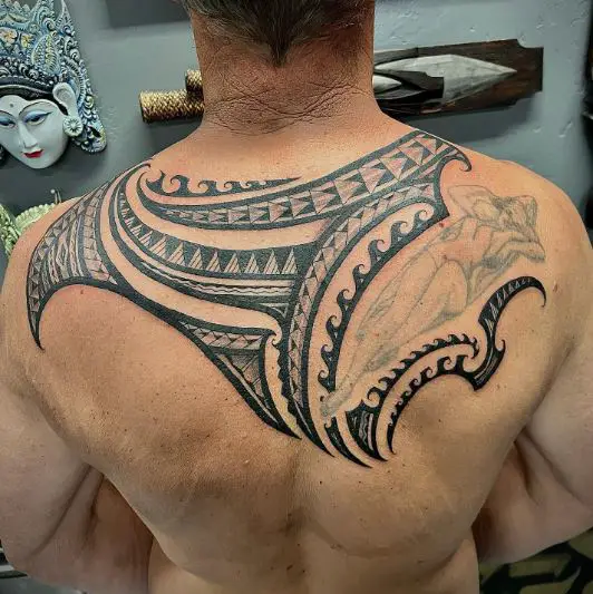 Polynesian Tribal Back Tattoo