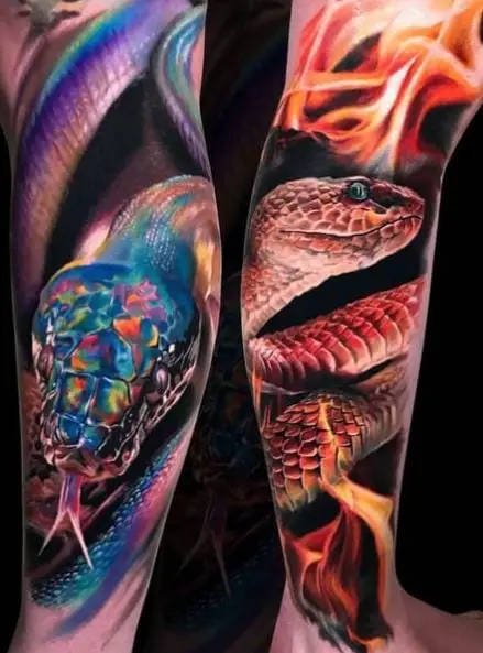Colored Realistic Snake Tattoo