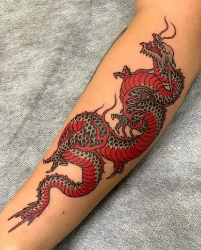 Red Dragon Hand Tattoo