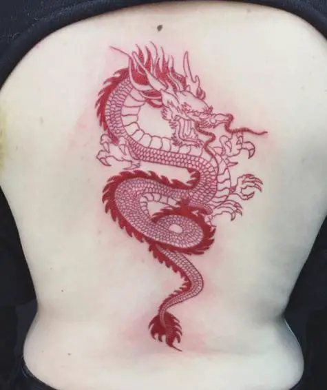 Red Dragon Spine Tattoo