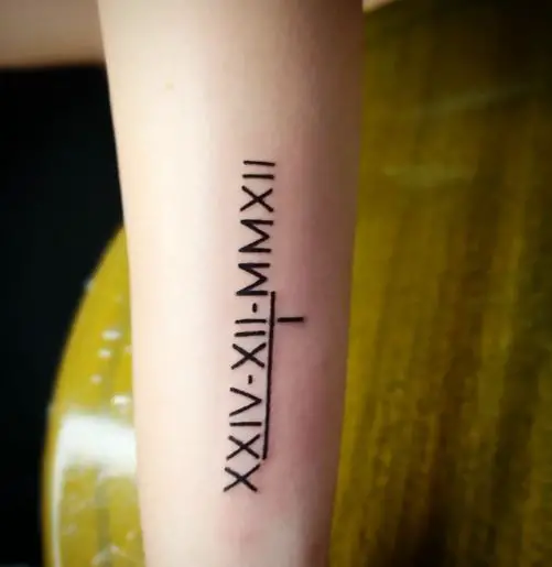 Roman numerals Cross Tattoo