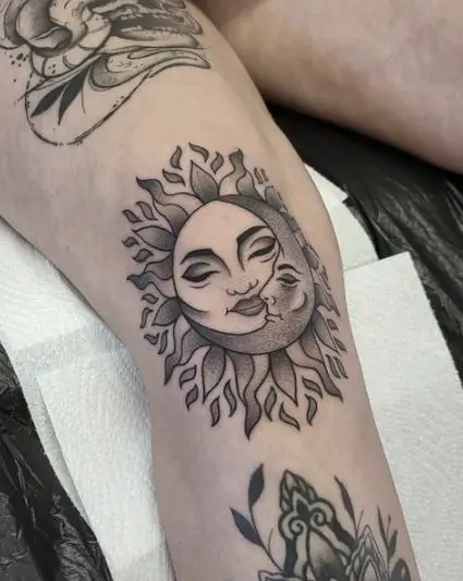 Romantic Sun and Moon Tattoo