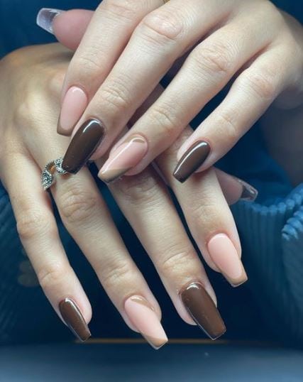 Rose Brown and Dark Brown Nails