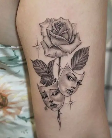 Rose with Emotions Face Mask Tattoo