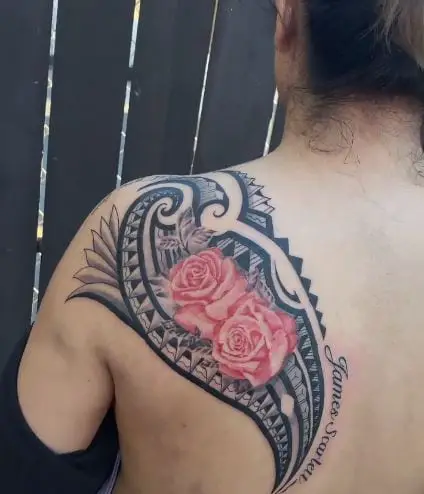 Roses Tribal Shoulder Tattoo