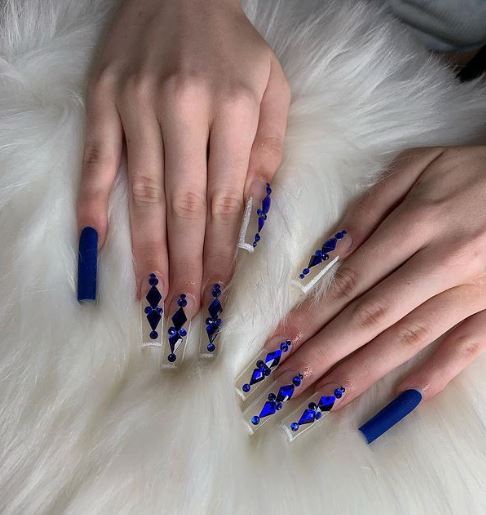 Long Royal Blue Nails