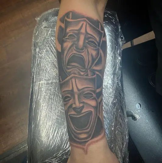 Sad Happy Face Mask Tattoo