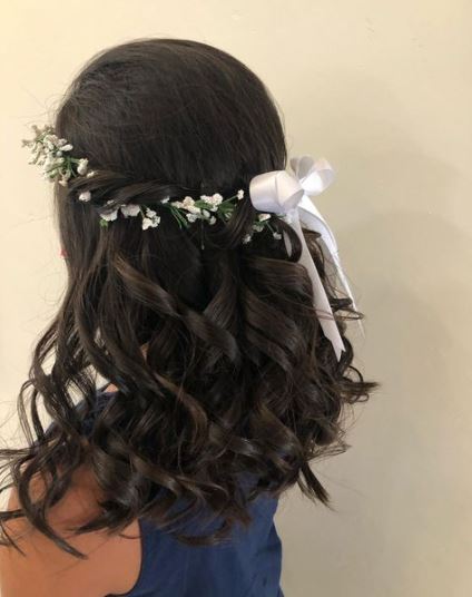 Black Curly Hair With Flower Crowns