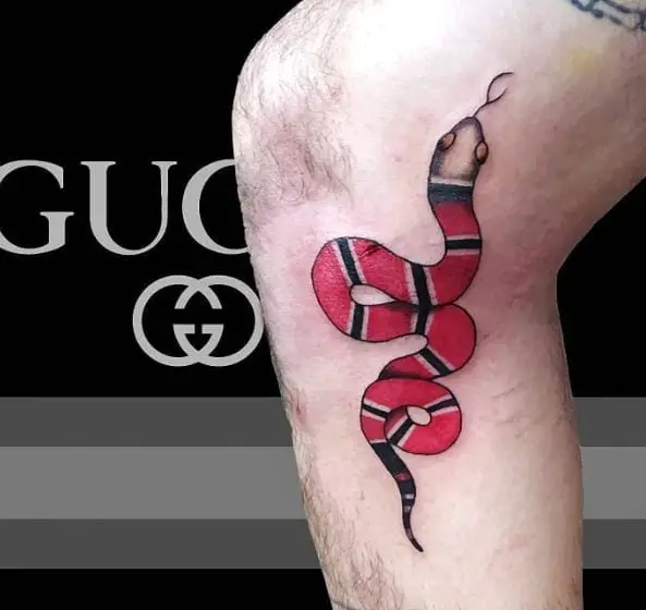 Scarlet Snake Tattoo on Knee