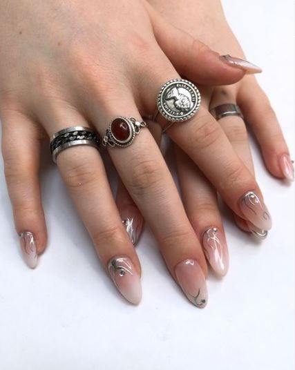 Silver Ombre Nail Art