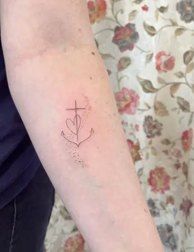 Simple Heart Shaped Anchor Tattoo