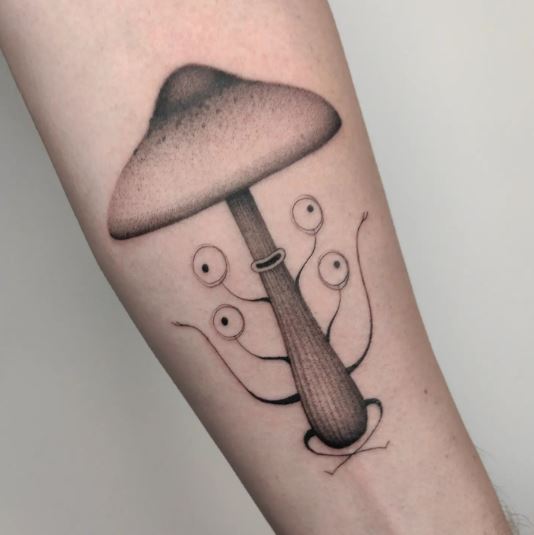 Simple Sketchy Mushroom Tattoo