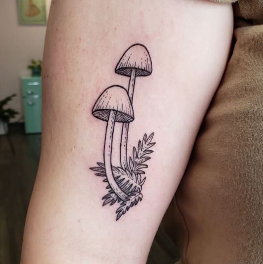 Simple Twin Mushroom Tattoo Piece
