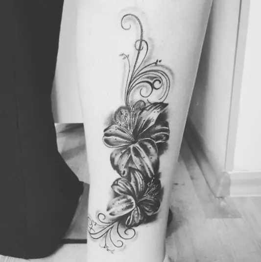 Sketch Style Flower Tattoo